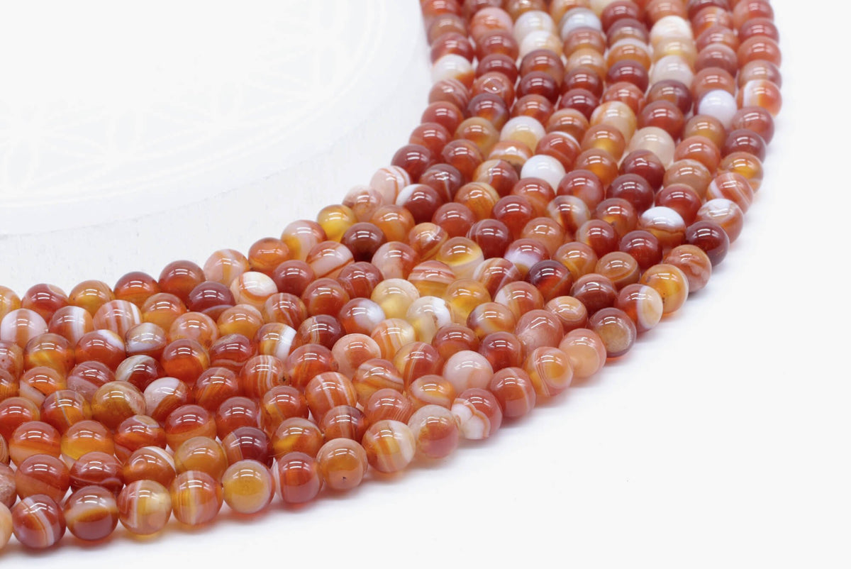 Perles Cornaline 6mm sur fil 38cm