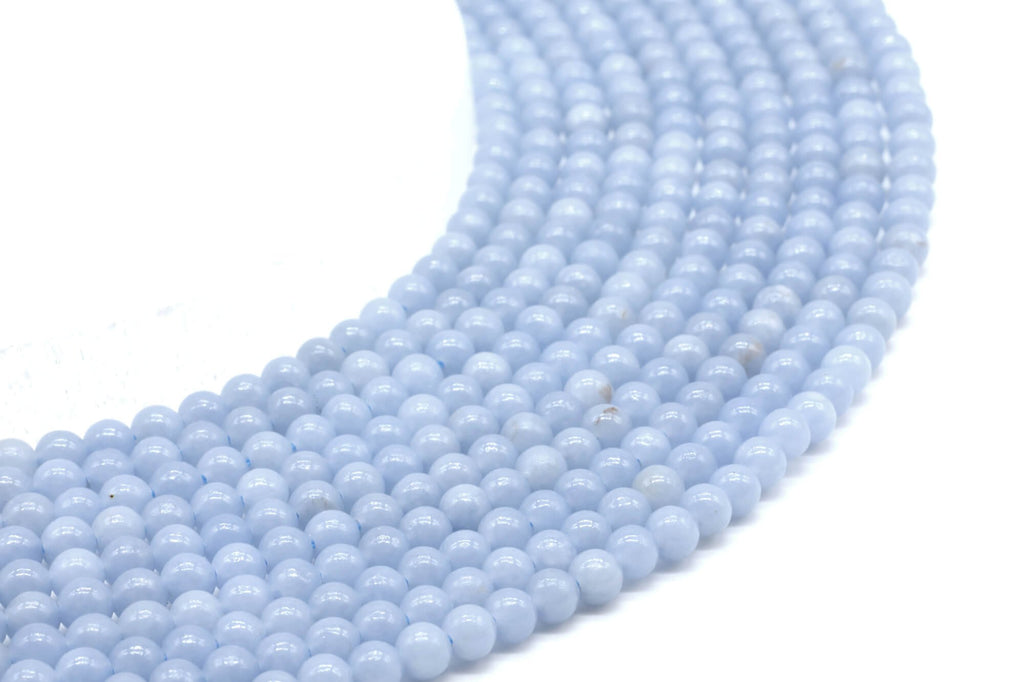 Perles Angélite 4mm sur fil 38cm