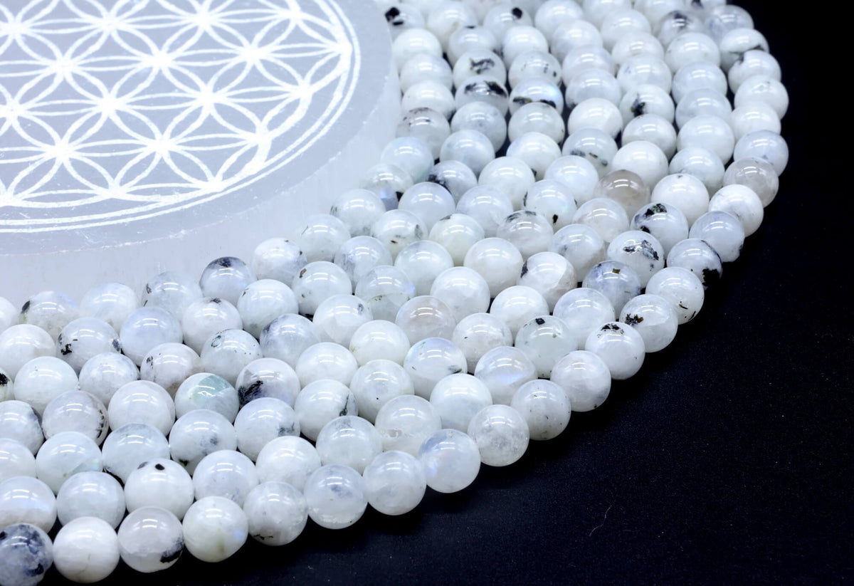Perles Labradorite Blanche 8mm sur fil 38cm