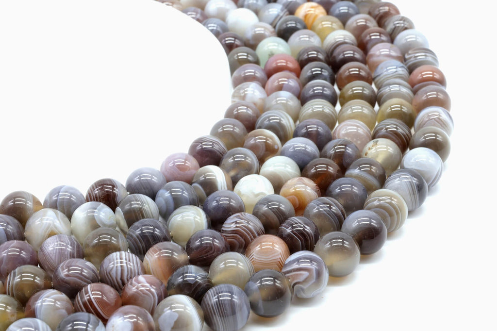 Perles Agate du Botswana « AA » 10 mm sur fil 38 cm