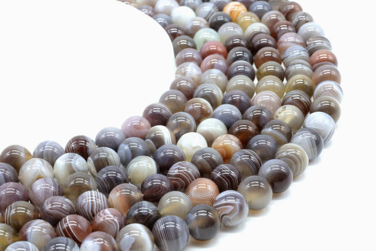 Perles Agate du Botswana « AA » 10 mm sur fil 38 cm