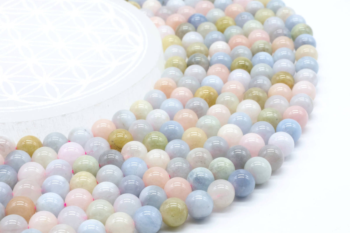 Perles Morganite 8mm sur fil 38cm