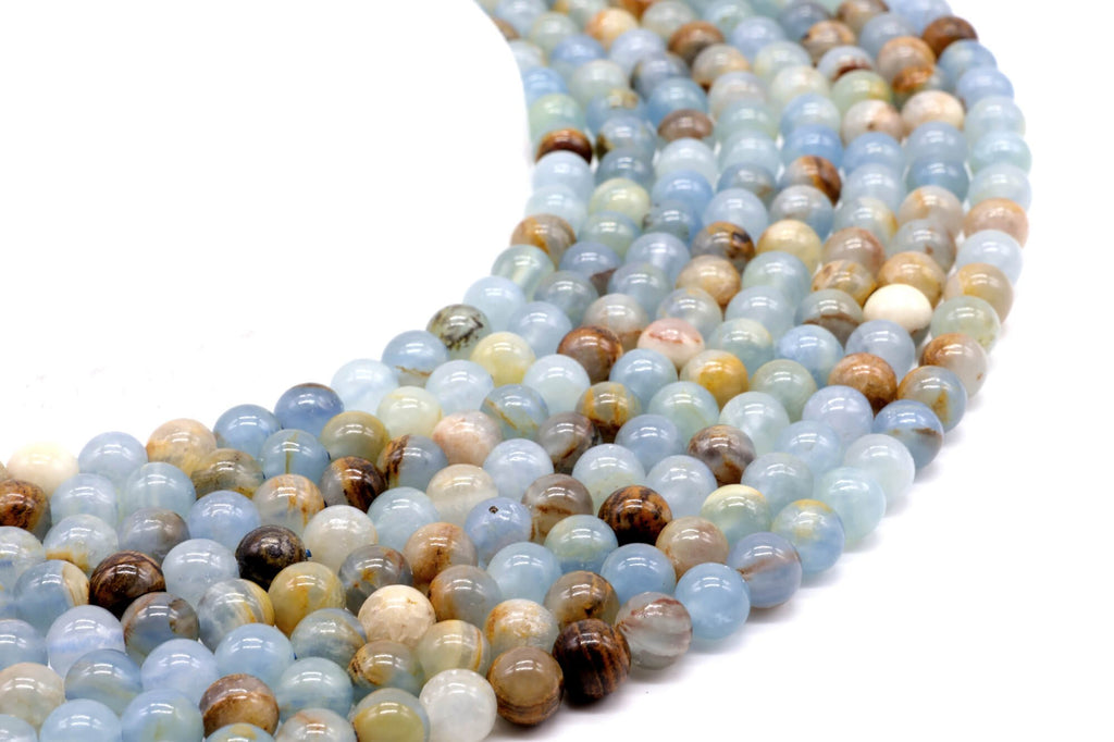 Perles Calcite Bleue 6mm sur fil 38cm