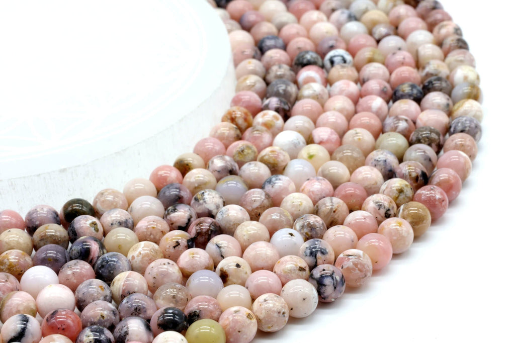 Perles Opale Rose 6mm sur fil 38cm