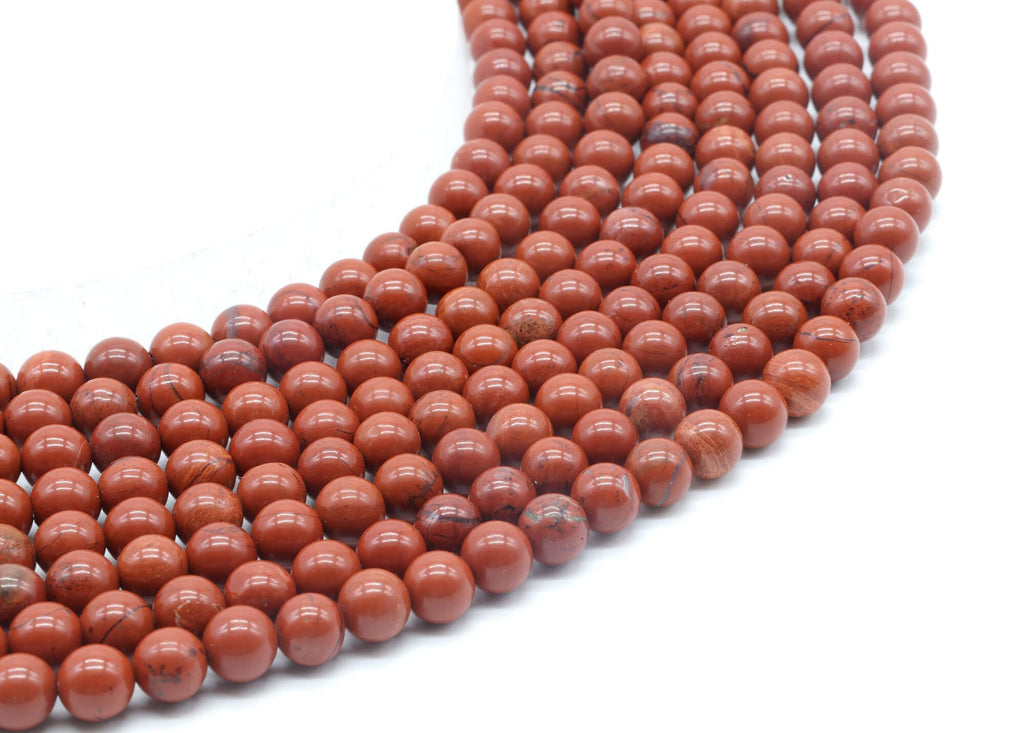 Perles Jaspe Rouge 6mm sur fil 38cm