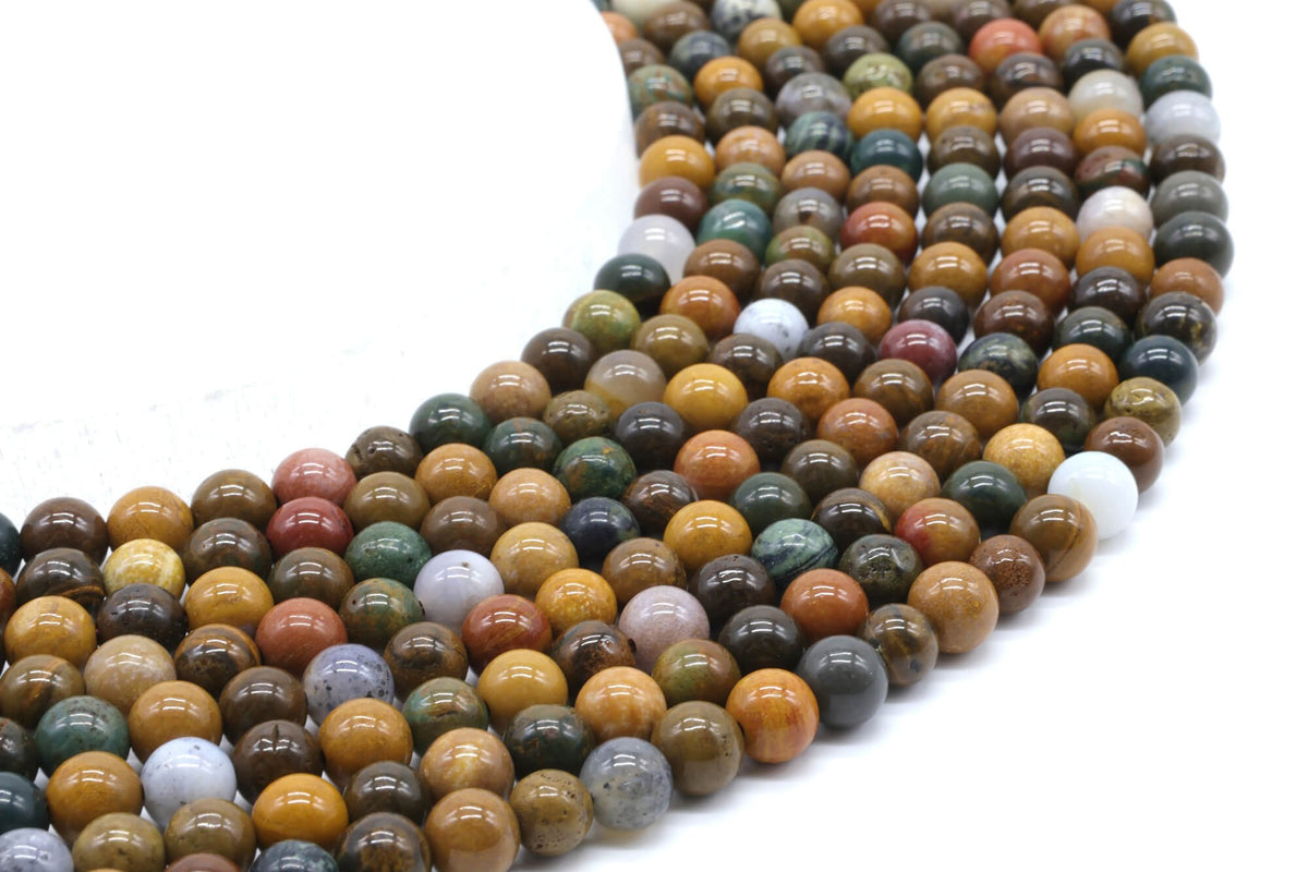 Perles Jaspe Océan 6mm sur fil 38cm