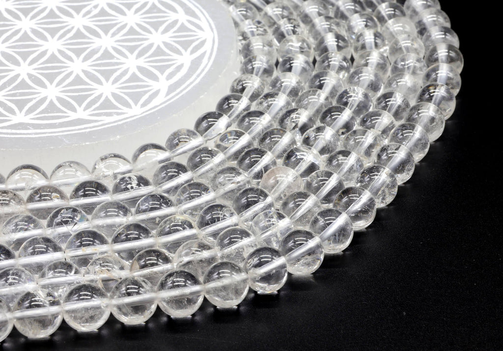 Perles Cristal de Roche 10mm sur fil 38cm
