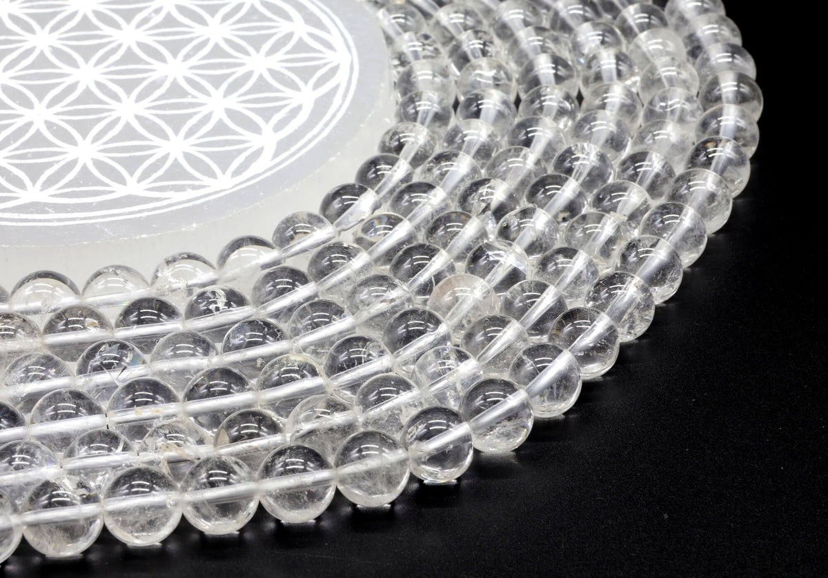 Perles Cristal de Roche 10mm sur fil 38cm