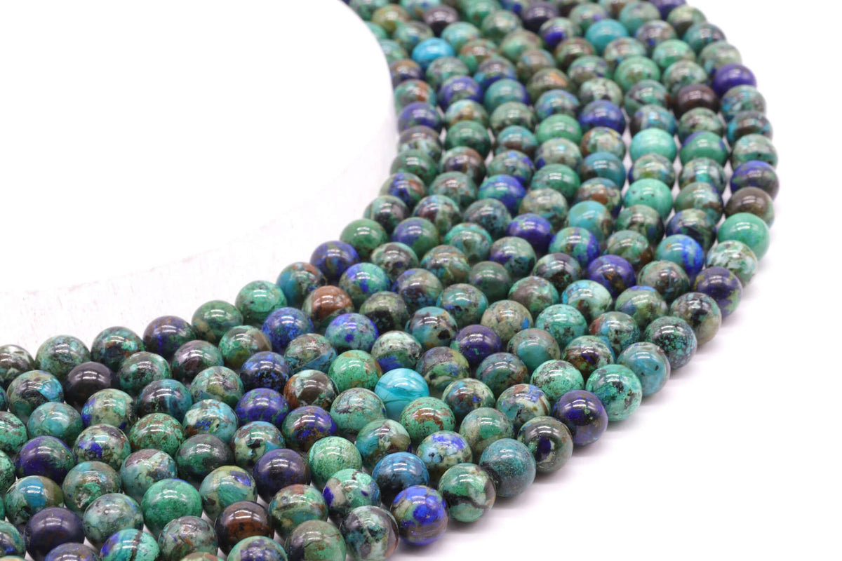 Perles Azurite 'AAA' 6mm sur fil 38cm