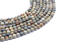 Perles Jaspe Feuille d'Argent 6mm sur fil 38cm