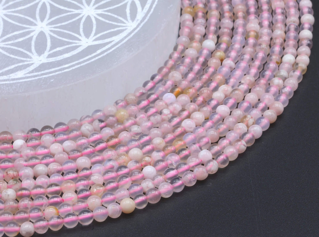Perles Agate Cerise 4mm sur fil 38cm