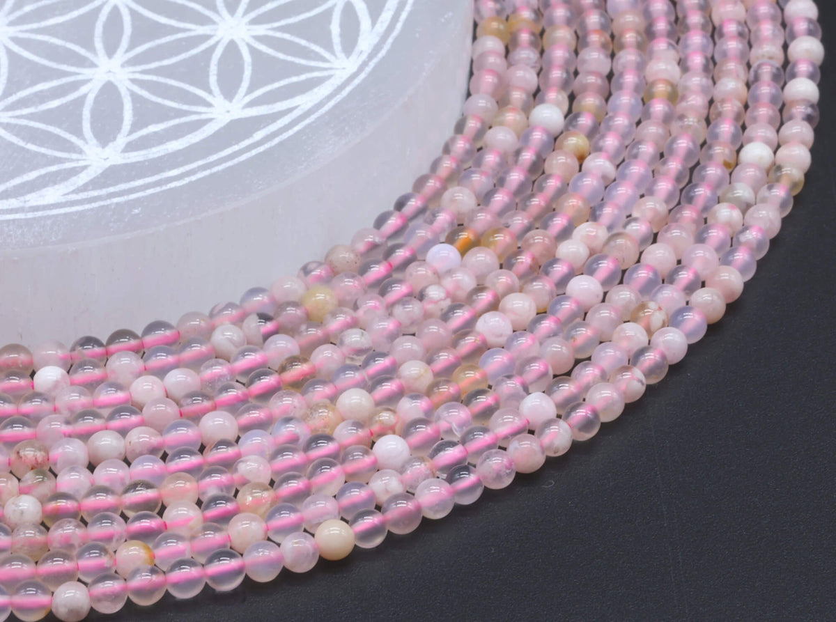 Perles Agate Cerise 4mm sur fil 38cm