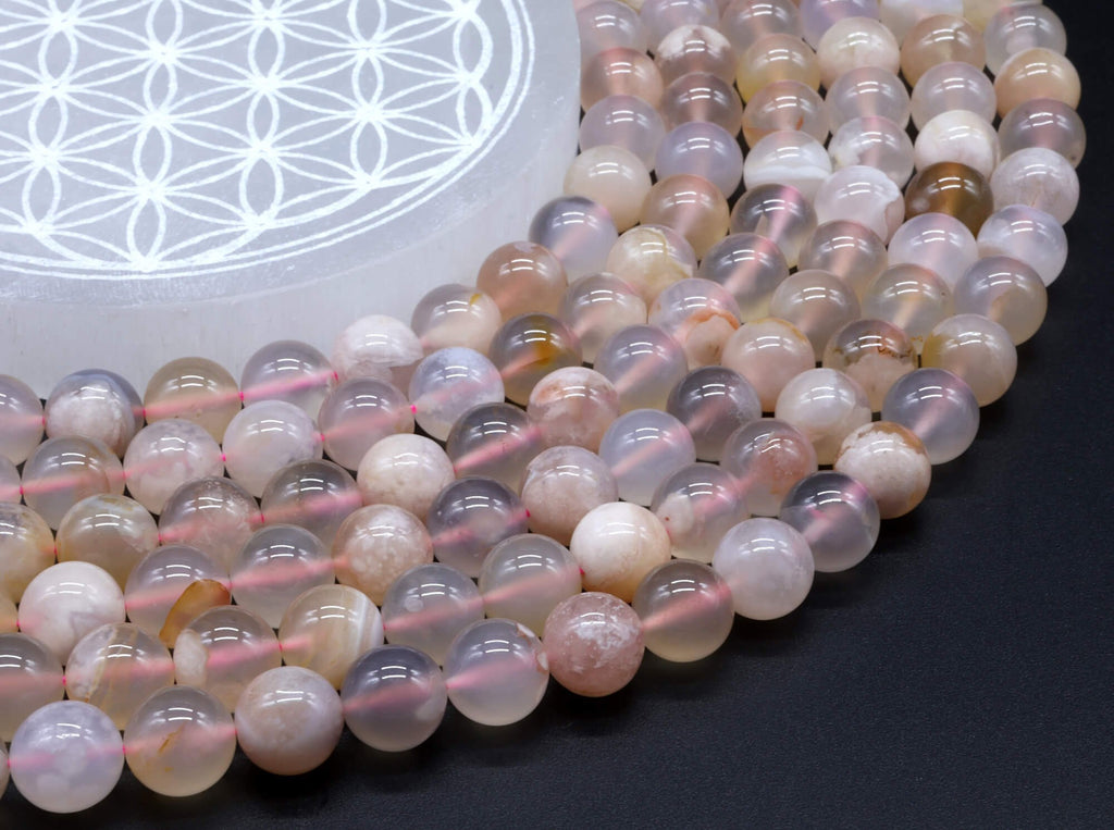 Perles Agate Cerise 10mm sur fil 38cm