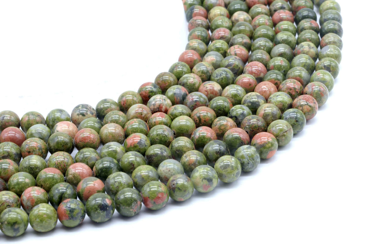 Perles Unakite 8mm sur fil 38cm