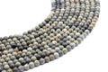 Perles Jaspe Feuille d'Argent 4mm sur fil 38cm