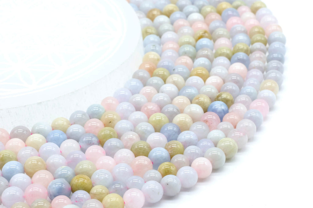 Perles Morganite 6mm sur fil 38cm
