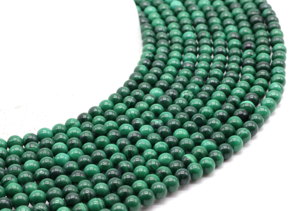 Perles 'Dark' Malachite 'AA' 4mm sur fil 38cm