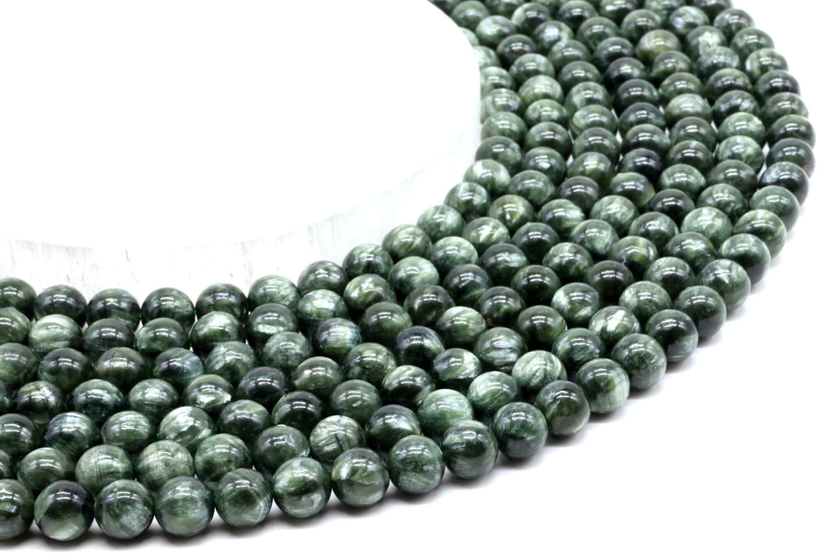 Perles Séraphinite 8mm sur fil 38cm