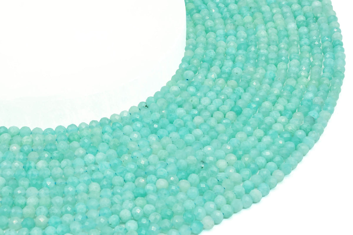 Perles facettées Amazonite Extra 4mm sur fil 38cm