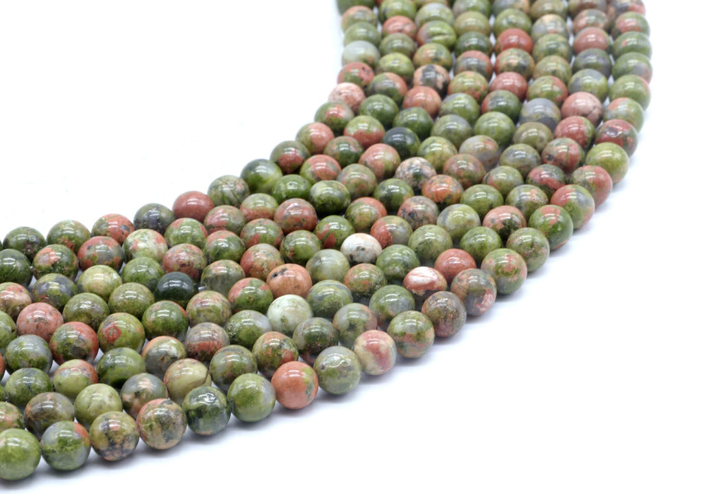 Perles Unakite 6mm sur fil 38cm