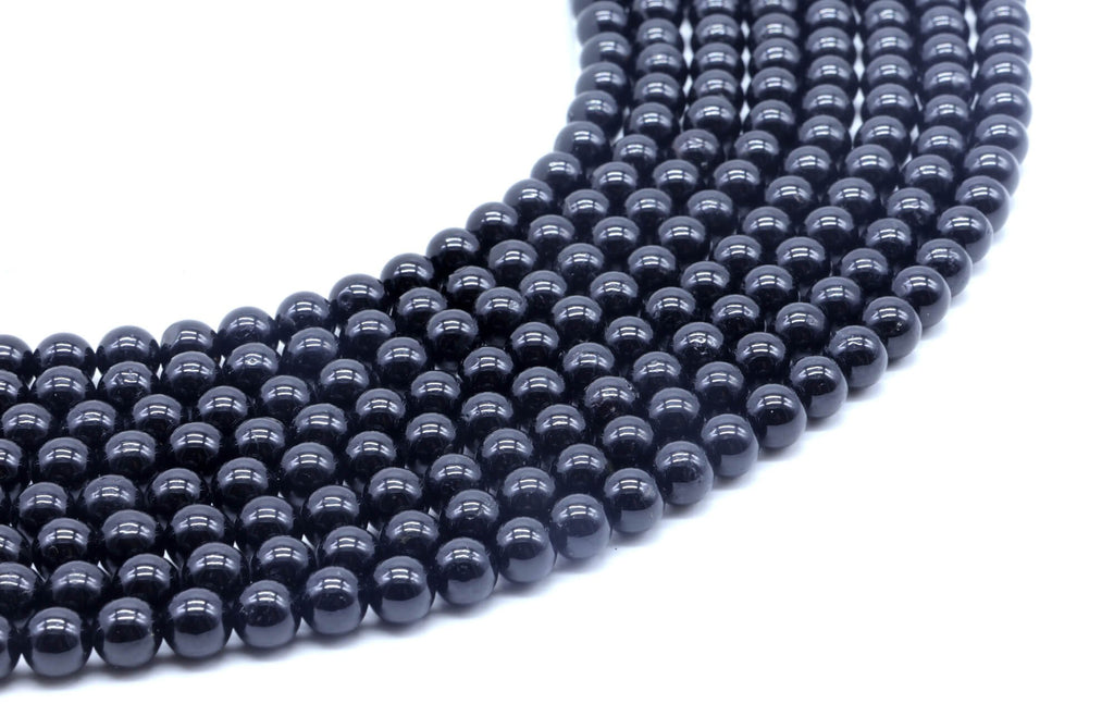 Perles Tourmaline Noire 6mm sur fil 38cm