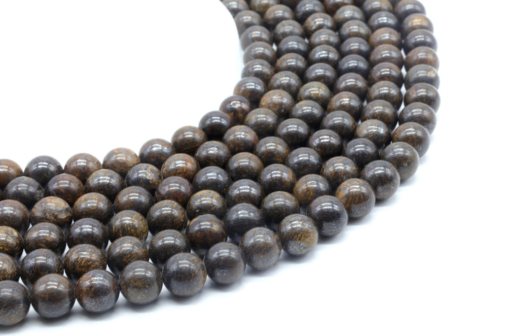 Perles Bronzite 10mm sur fil 38cm