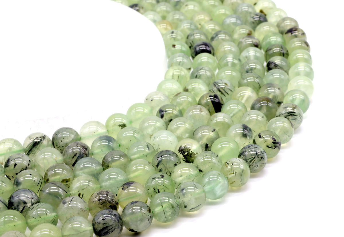 Perles Prehnite 10mm sur fil 38cm