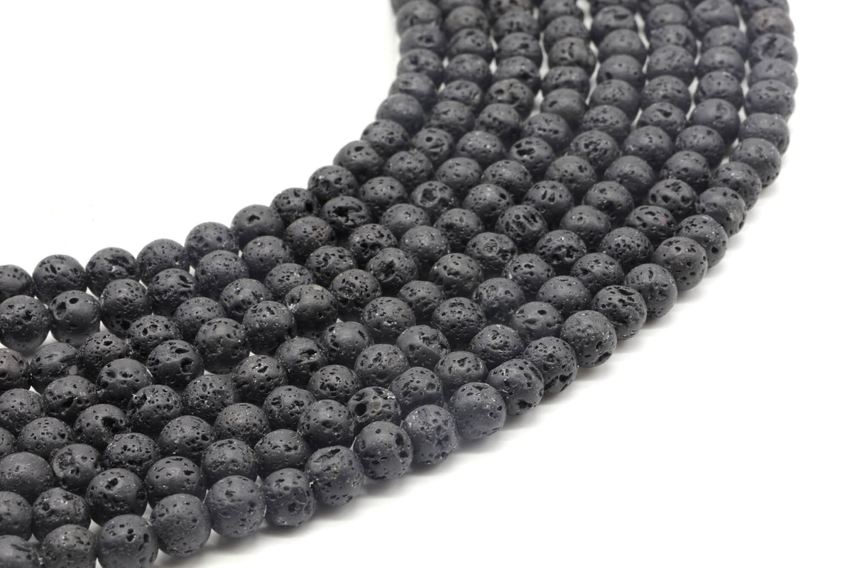 Perles de Lave 6mm sur fil 38cm