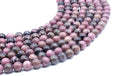 Perles 'Black Line' Rhodonite 8mm sur fil 38cm