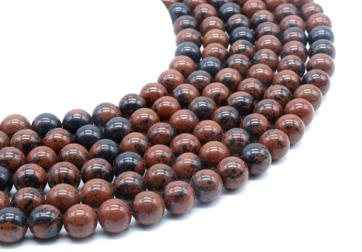 Perles Obsidienne Mahogany 10mm sur fil 38cm