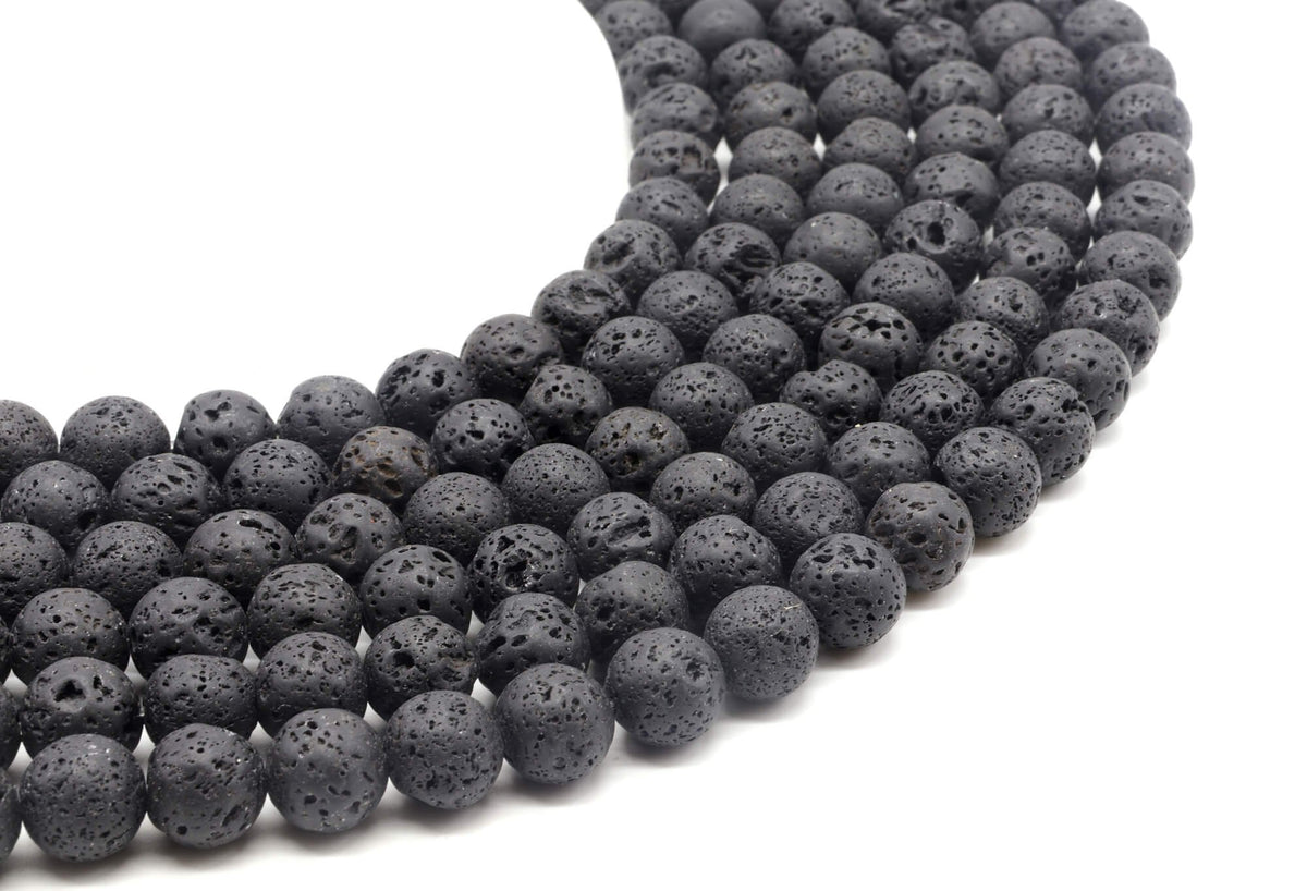 Perles de Lave 10mm sur fil 38cm