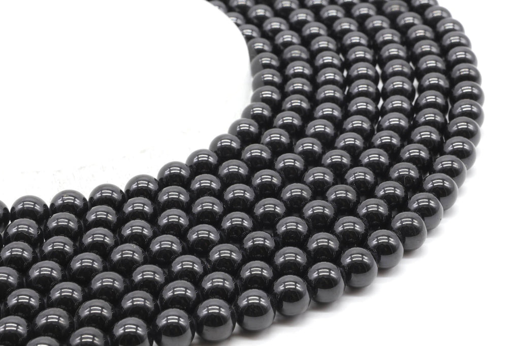 Perles Spinelle Noire 8mm sur fil 38cm