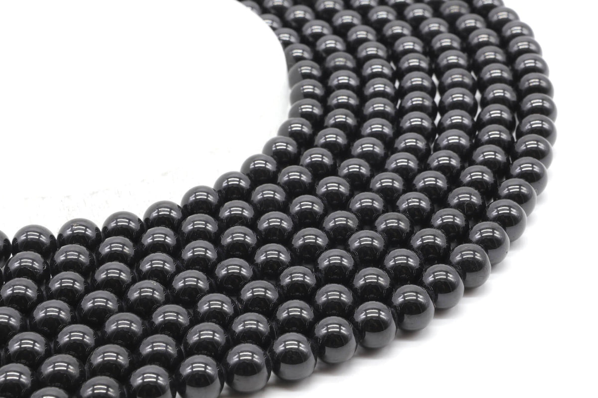 Perles Spinelle Noire 8mm sur fil 38cm