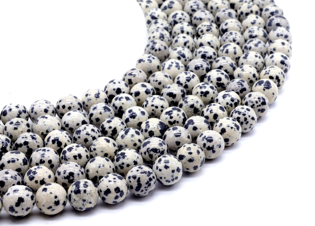 Perles Jaspe Dalmatien 10mm sur fil 38cm
