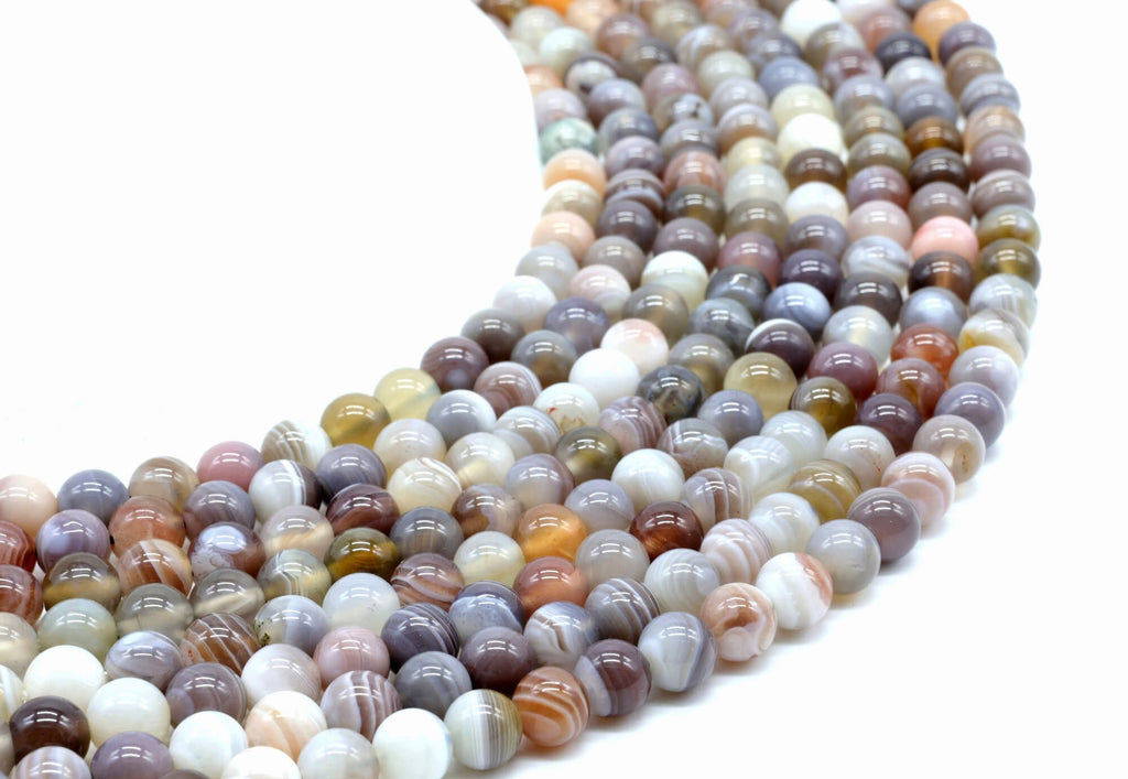 Perles Agate Bostwana 'AA' 6mm sur fil 38cm