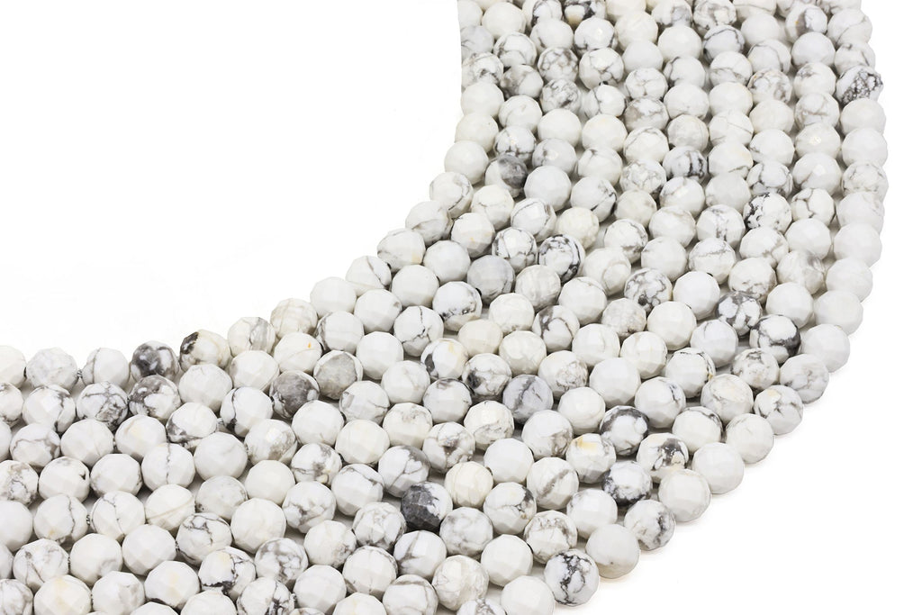 Perles facettées Howlite 6mm sur fil 38cm
