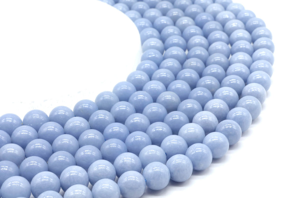 Perles Angélite 10mm sur fil 38cm