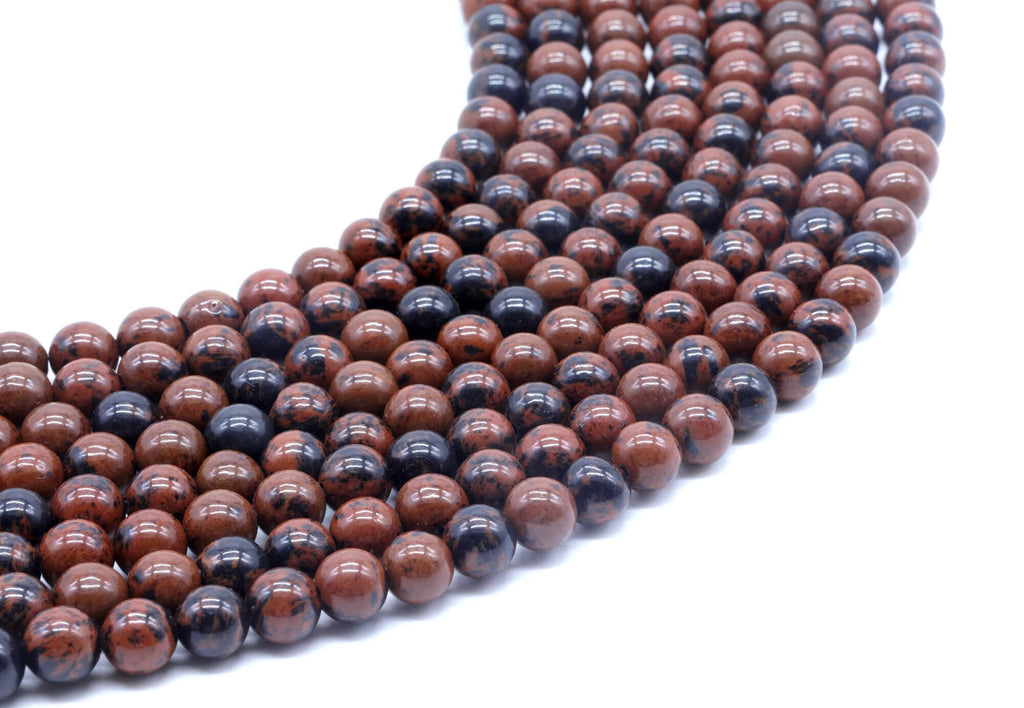 Perles Obsidienne Mahogany 6mm sur fil 38cm