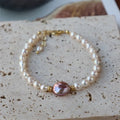 * Bracelet Véritable Perle d'Eau Douce Baroque Vintage Style 2