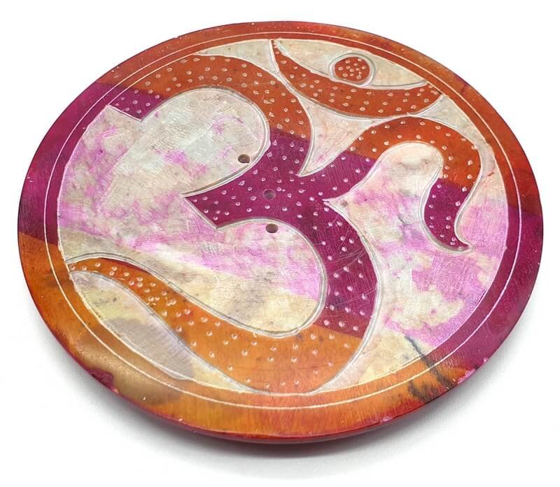 Porte-Encens Pierre Ronde OM Dégradé 10cm | Vibration Sacrée & Éveil Spirituel