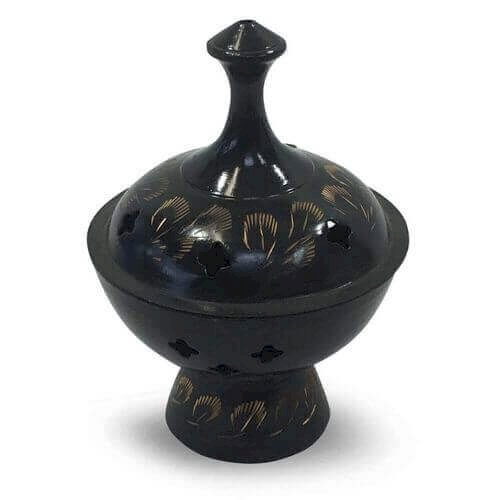 Brûleur de Résine Laiton Étoiles Noir 10cm | Encensoir Mystique & Décoration Ésotérique
