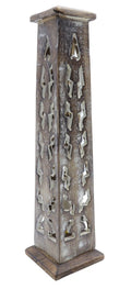 Porte-Encens Bois Tour Éclairs 30cm | Support Bâtonnets Artisanal & Énergie Fulgurante