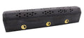 Porte-Encens Bois Coffret Noir Ying Yang 30cm | Support Bâtonnets Artisanal & Équilibre