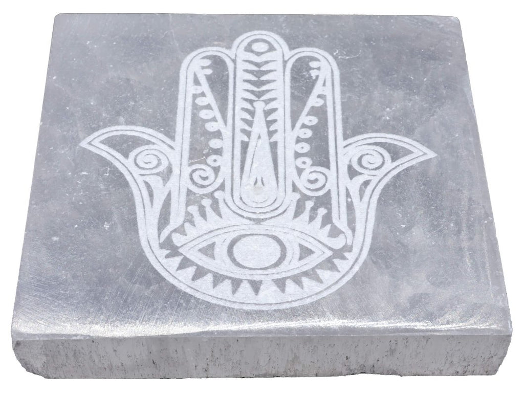 Porte-Encens Sélénite Main de Fatima 10cm – Hamsa Pierre Cristal Purifiante