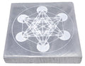 Porte-Encens Sélénite Cube de Métatron 10cm – Géométrie Sacrée Cristal