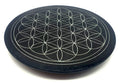 Porte-Encens Pierre Ronde Noire Fleur de Vie 10cm – Artisanat Indien Fait Main