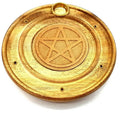 Porte-Encens Rond en Bois Pentagramme – Bâtonnets & Cônes 10 cm