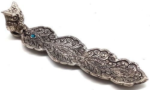 Porte-Encens Métal Hibou 21cm | Sagesse, Intuition & Décoration Spirituelle