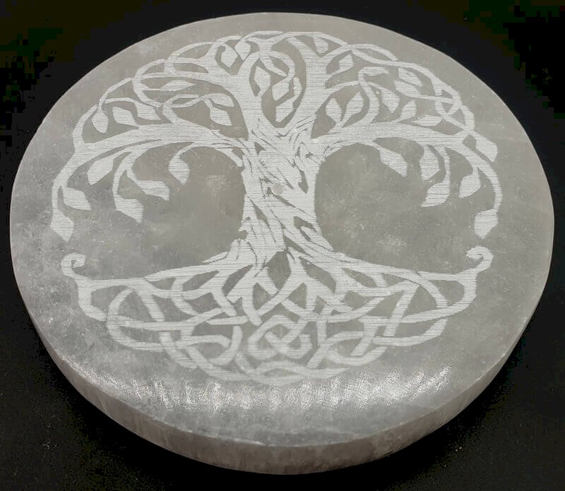 Porte-Encens Sélénite Arbre de Vie Celte 10cm – Pierre Cristal Naturelle