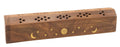 Porte-Encens Bois Coffret Lune & Soleil 30cm | Support Bâtonnets Artisanal & Équilibre Cosmique